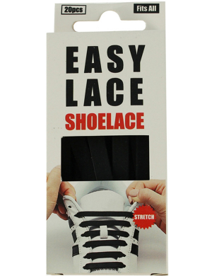 Easy Lace® Adult Flat Silicone Shoelaces 20pc - Black